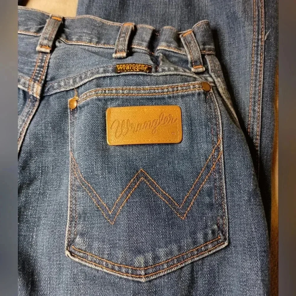 Wrangler No Faults Jeans 70's Rare Vintage Western Dark Blue jeans‎ (#980)